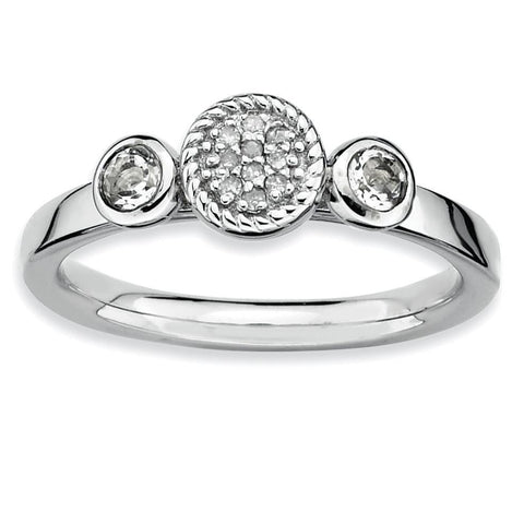 Sterling Silver Stackable Expressions Dbl Round White Topaz & Dia. Ring - shirin-diamonds