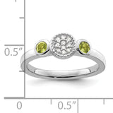 Sterling Silver Stackable Expressions Dbl Round Peridot & Dia. Ring