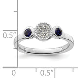 Sterling Silver Stackable Expressions Dbl Round Cr. Sapphire & Dia. Ring