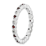 Sterling Silver Stackable Expressions Garnet & Diamond Ring