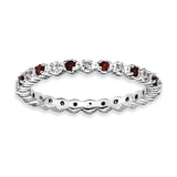 Sterling Silver Stackable Expressions Garnet & Diamond Ring - shirin-diamonds