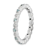 Sterling Silver Stackable Expressions Aquamarine & Diamond Ring