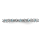 Sterling Silver Stackable Expressions Aquamarine & Diamond Ring