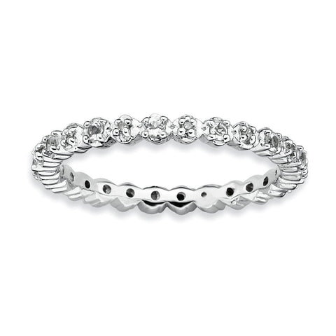 Sterling Silver Stackable Expressions White Topaz & Diamond Ring - shirin-diamonds