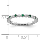 Sterling Silver Stackable Expressions Cr. Emerald & Diamond Ring