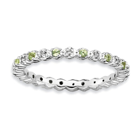 Sterling Silver Stackable Expressions Peridot & Diamond Ring - shirin-diamonds