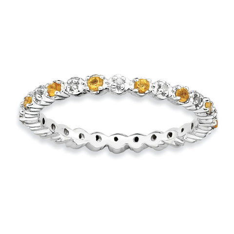 Sterling Silver Stackable Expressions Citrine & Diamond Ring - shirin-diamonds
