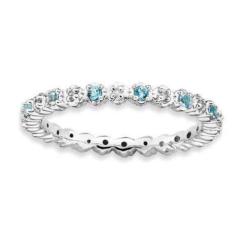 Sterling Silver Stackable Expressions Blue Topaz & Diamond Ring - shirin-diamonds