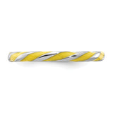 Sterling Silver Stackable Expressions Twisted Yellow Enameled Ring