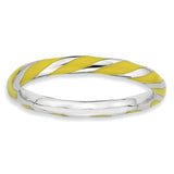 Sterling Silver Stackable Expressions Twisted Yellow Enameled Ring - shirin-diamonds