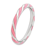 Sterling Silver Stackable Expressions Twisted Pink Enameled Ring