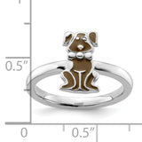 Sterling Silver Stackable Expressions Brown Enameled Dog Ring
