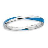 Sterling Silver Stackable Expressions Twisted Blue Enameled Ring - shirin-diamonds