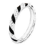 Sterling Silver Stackable Expressions Polished Black Enameled Ring