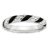 Sterling Silver Stackable Expressions Polished Black Enameled Ring - shirin-diamonds