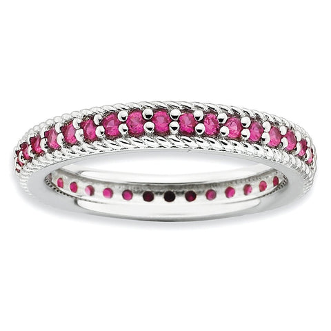 Sterling Silver Stackable Expressions Polished Created Ruby Eternity Ring - shirin-diamonds