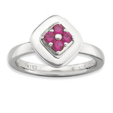 Sterling Silver Stackable Expressions Polished Created Ruby Ring - shirin-diamonds