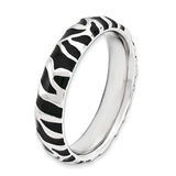 Sterling Silver Stackable Expressions Polished Enameled Animal Print Ring