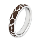 Sterling Silver Stackable Expressions Polished Enameled Animal Print Ring