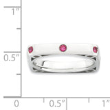Sterling Silver Stackable Expressions Polished Created Ruby Square Ring