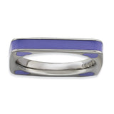 Sterling Silver Stackable Expressions Polished Purple Enameled Square Ring - shirin-diamonds