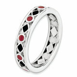 Sterling Silver Stackable Expressions Polished Black/Red Enameled Ring