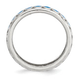 Sterling Silver Stackable Expressions Polished Blue Circles Enameled Ring