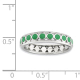Sterling Silver Stackable Expressions Polished Green Circles Enameled Ring