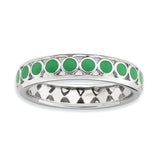 Sterling Silver Stackable Expressions Polished Green Circles Enameled Ring - shirin-diamonds