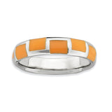 Sterling Silver Stackable Expressions Polished Orange Enameled Ring - shirin-diamonds