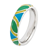 Sterling Silver Stackable Expressions Polished Multi color Enameled Ring