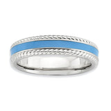 Sterling Silver Stackable Expressions Polished Blue Enameled Ring - shirin-diamonds