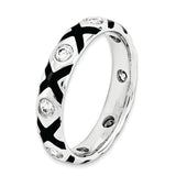 Sterling Silver Stackable Expressions Polished CZ & Enameled Ring