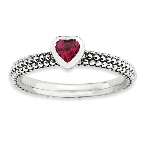 Sterling Silver Stackable Expressions Polished Cr.R Heart Ring - shirin-diamonds