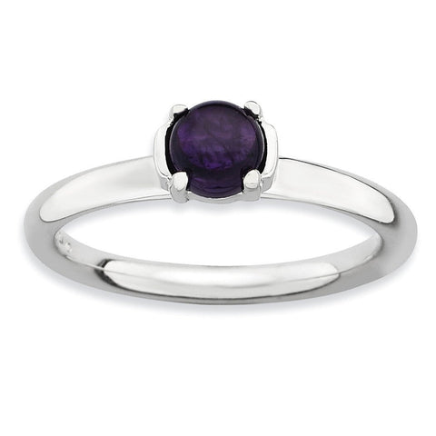 Sterling Silver Stackable Expressions Polished Amethyst Ring - shirin-diamonds