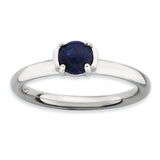 Sterling Silver Stackable Expressions Polished Blue Lapis Ring - shirin-diamonds