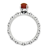 Sterling Silver Stackable Expressions Antiqued Red Agate Ring
