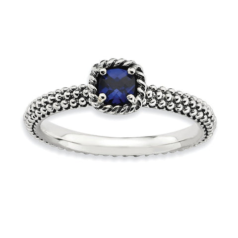 Sterling Silver Stackable Expressions Polished Cr.Sapphire Ring - shirin-diamonds