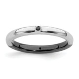 Sterling Silver Stackable Expressions Polished Half White/Black Dia Ring