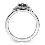 Sterling Silver Stackable Expressions Polished Cr. Sapphire & Dia Ring