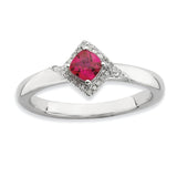 Sterling Silver Stackable Expressions Polished Cr. Ruby & Dia Ring - shirin-diamonds