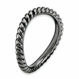 Sterling Silver Stackable Expressions Polished Black-plate Wave Ring