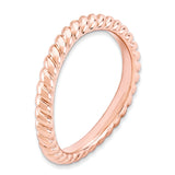 Sterling Silver Stackable Expressions Polished Pink-plate Wave Ring