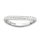 Sterling Silver Stackable Expressions Polished Rhodium-plate Wave Ring - shirin-diamonds