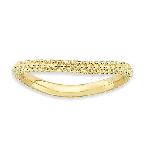 Sterling Silver Stackable Expressions Polished Gold-plate Wave Ring - shirin-diamonds