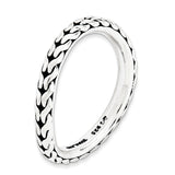 Sterling Silver Stackable Expressions Antiqued Wave Ring