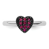 Sterling Silver Stackable Expressions Cr Ruby Heart Ring