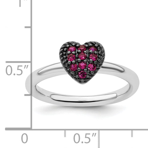 Sterling Silver Stackable Expressions Cr Ruby Heart Ring