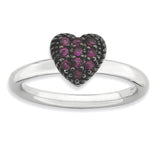 Sterling Silver Stackable Expressions Cr Ruby Heart Ring - shirin-diamonds
