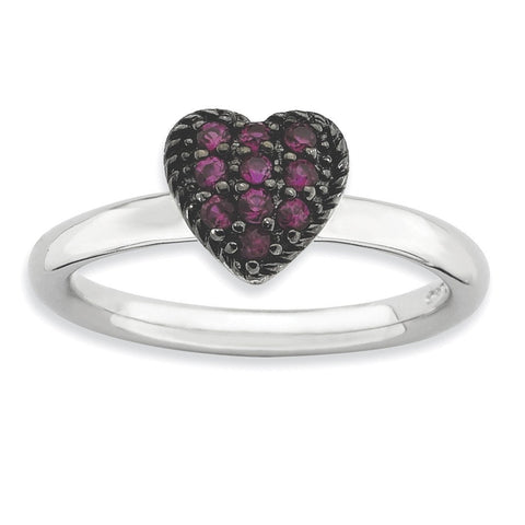 Sterling Silver Stackable Expressions Cr Ruby Heart Ring - shirin-diamonds